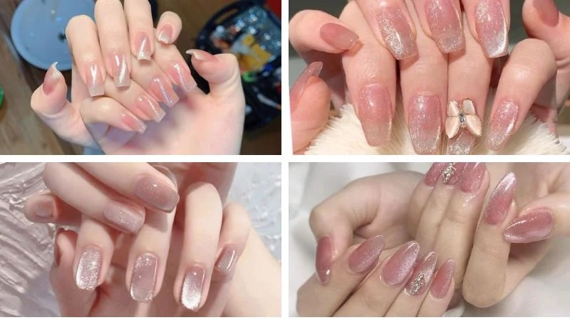Mẫu nail mắt mèo kim cương giúp đôi tay thêm phần lấp lánh