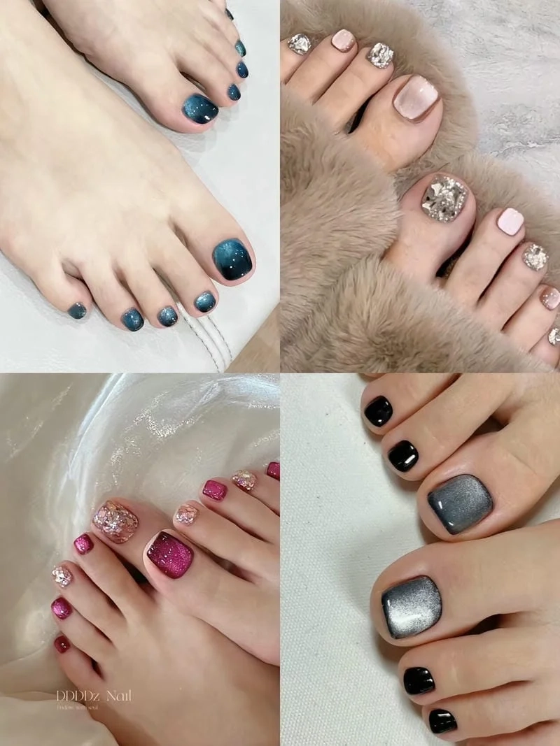 Mẫu móng chân mắt mèo độc đáo phù hợp với mọi phong cách