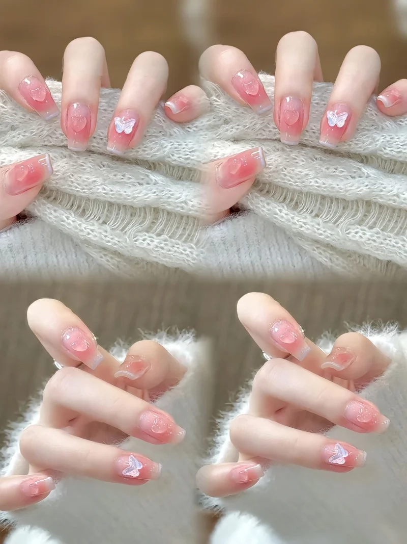 Hot trend 2025 nail thạch hồng chuẩn tiểu thư sang trọng
