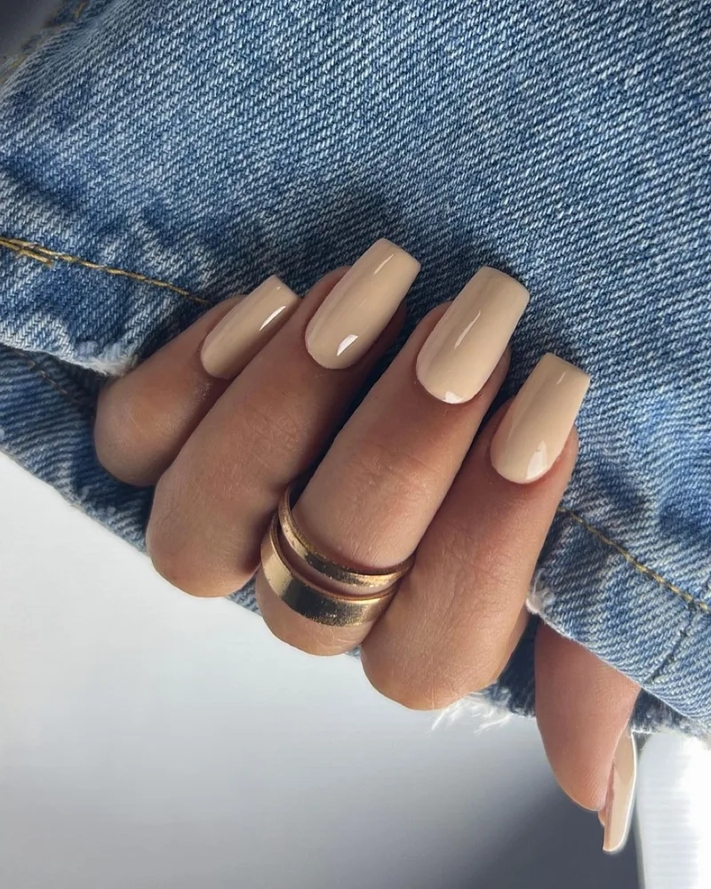 Sơn móng tay màu nâu nude tối giản nhưng không kém phần sang trọng