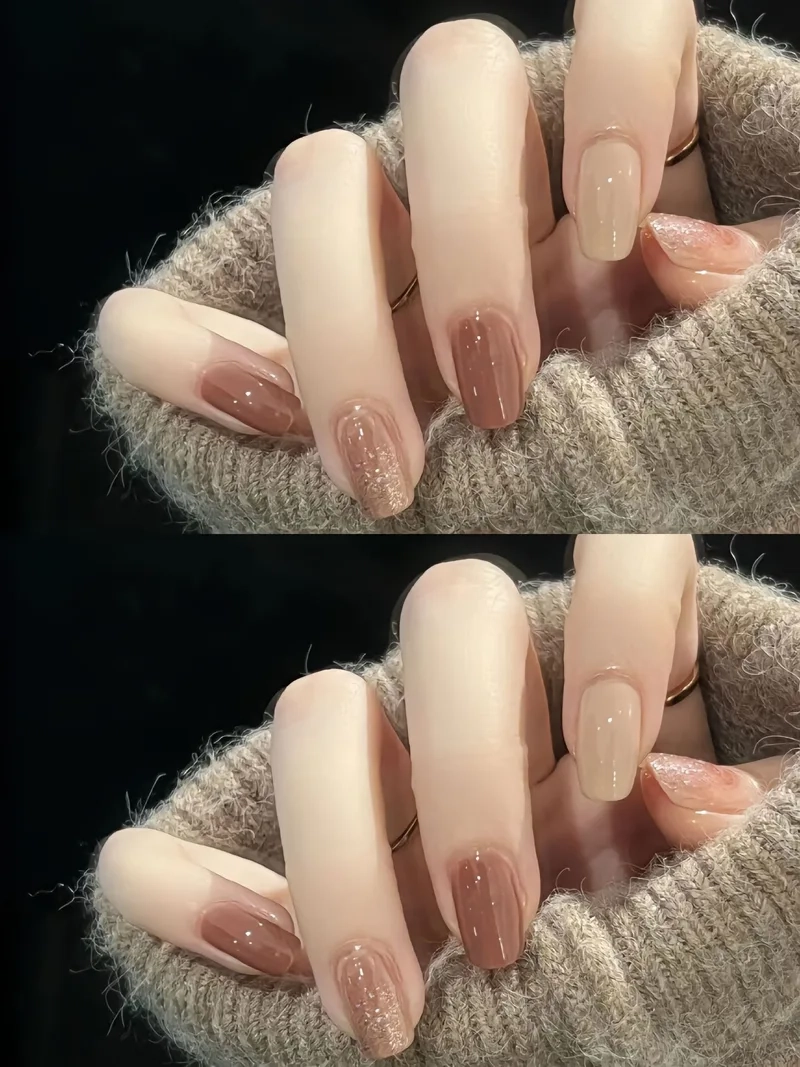 Nail nâu be nhẹ nhàng phù hợp với nàng yêu thích phong cách tối giản