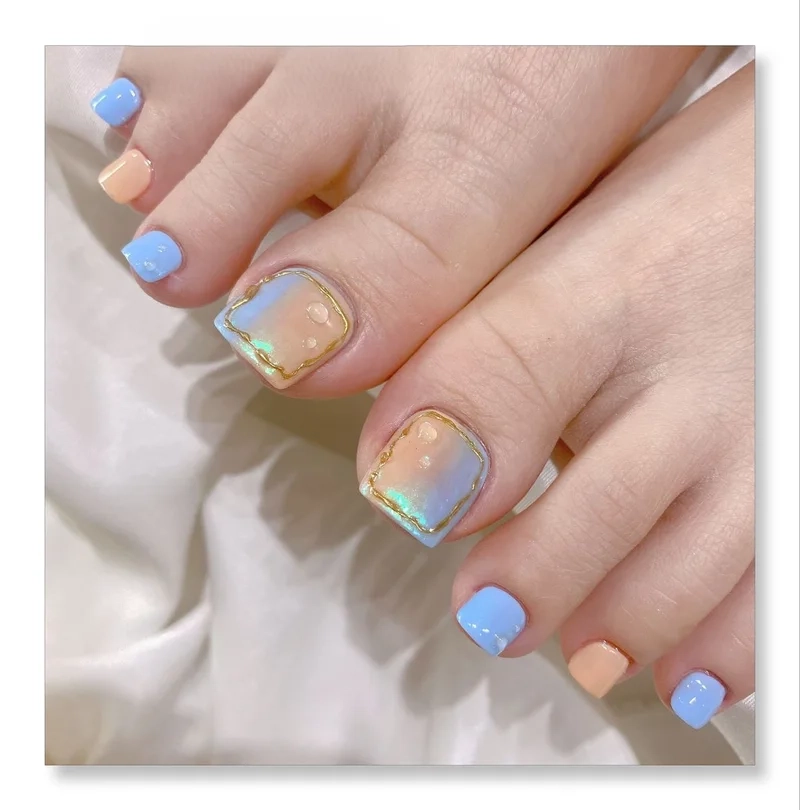 Nail chân màu xanh dương nhạt nhẹ nhàng nhưng vẫn giữ được nét tinh tế