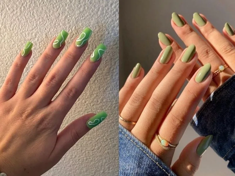 Mẫu nail màu xanh nõn chuối phá cách dành cho nàng yêu thích sự cá tính
