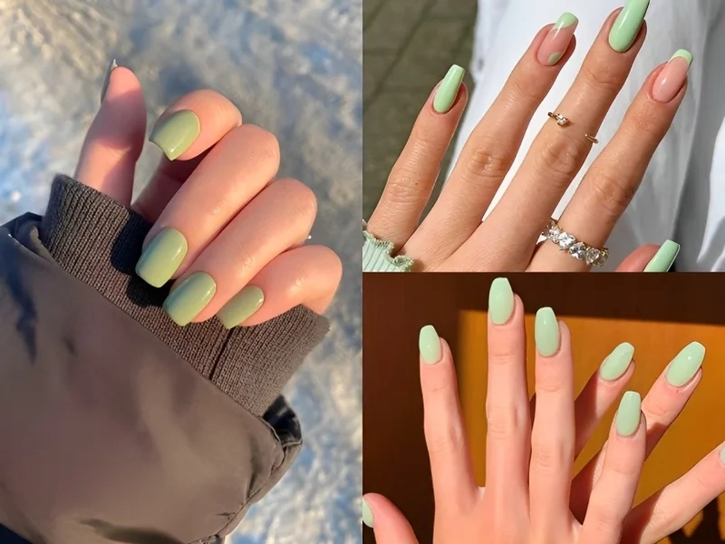 Nail màu xanh cốm trẻ trung giúp nàng luôn nổi bật