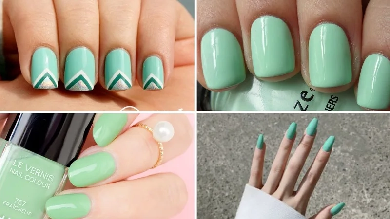 Bộ nail màu xanh ngọc giúp nàng nổi bật với phong cách thời thượng