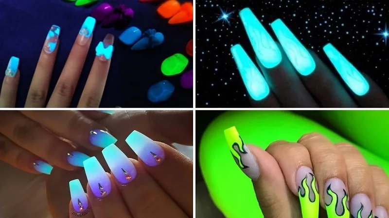 Nail màu xanh dạ quang rực rỡ giúp nàng thu hút mọi ánh nhìn