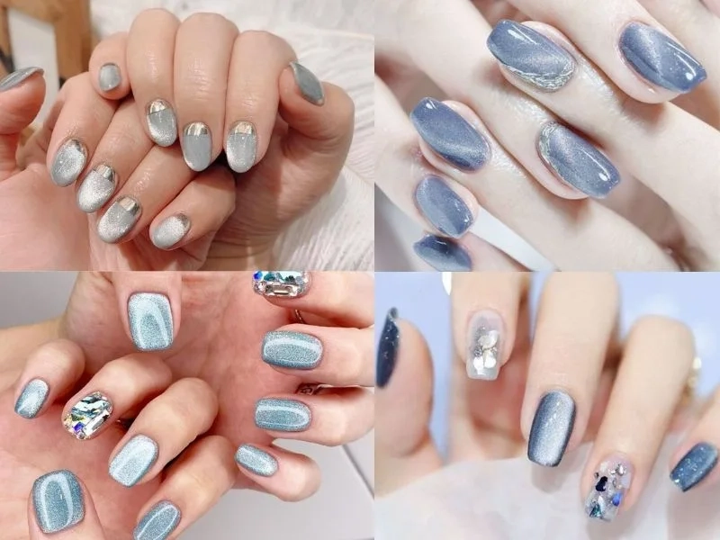 Mẫu nail màu xanh đơn giản nhưng vẫn giữ được nét cuốn hút