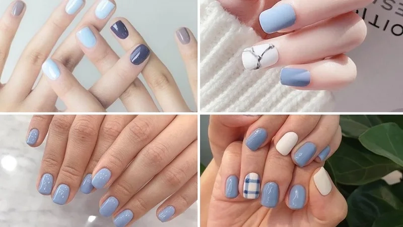 Nail đơn giản màu xanh nhẹ nhàng phù hợp với mọi dịp