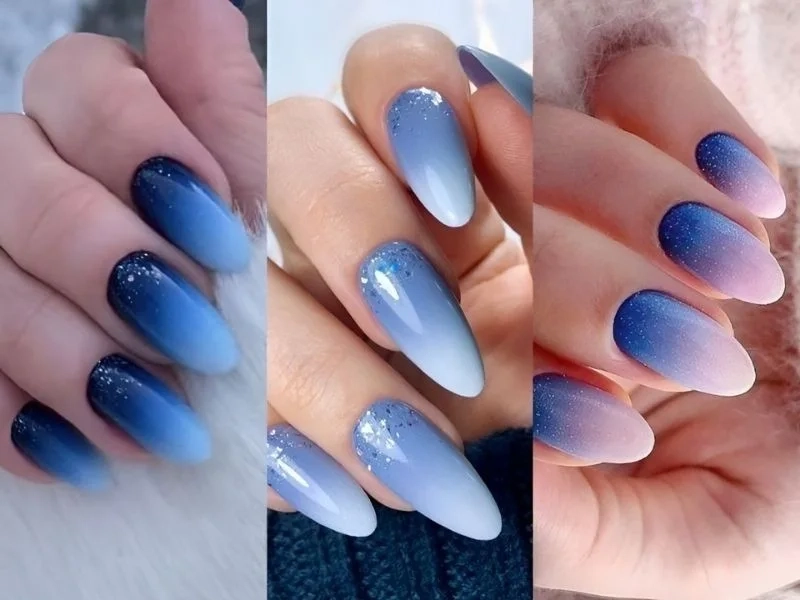 Nail ombre xanh dương giúp đôi tay thêm phần cuốn hút