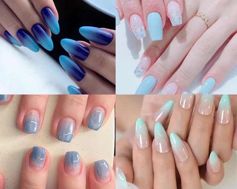 Mẫu nail ombre xanh đơn giản nhưng vẫn giữ được nét tinh tế