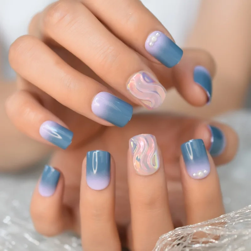 Ombre xanh nail thời thượng dành cho nàng yêu thích phong cách hiện đại