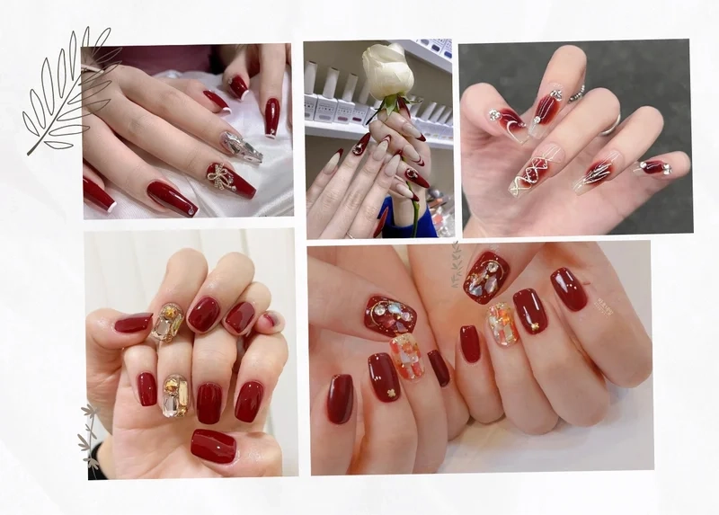 Những mẫu nail đẹp nhẹ nhàng màu đỏ giúp đôi tay thêm phần quyến rũ