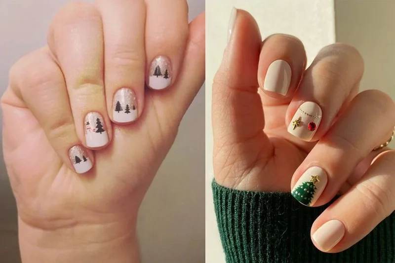 Móng noel đơn giản phù hợp với nàng yêu thích sự nhẹ nhàng