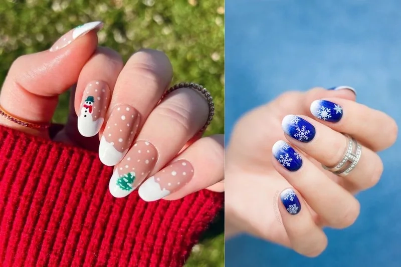 Mẫu móng noel đơn giản giúp nàng có bộ móng tinh tế mùa lễ hội