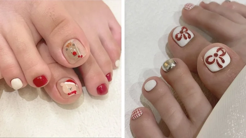 Móng chân đẹp noel giúp nàng tự tin hơn