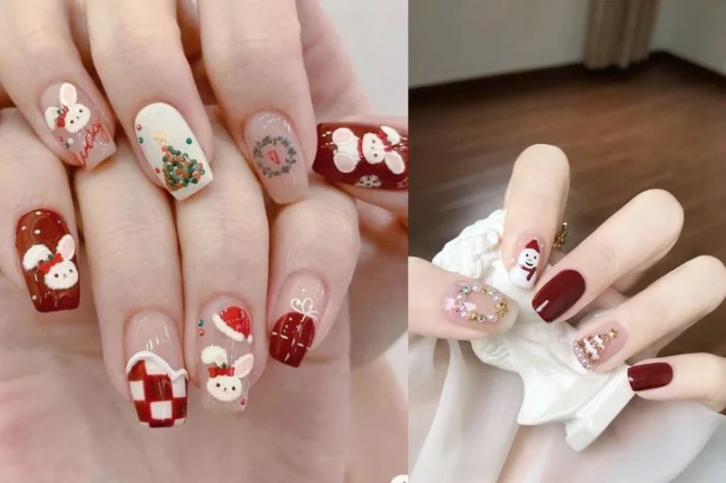 Bộ nail noel đơn giản nhưng vẫn đầy tinh tế