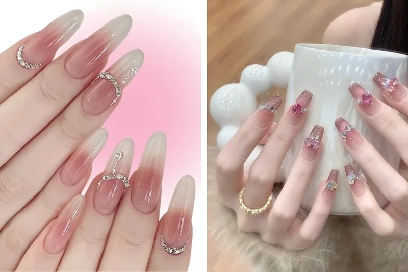 Móng tay ombre hồng nhẹ nhàng phù hợp với nàng yêu thích sự nữ tính