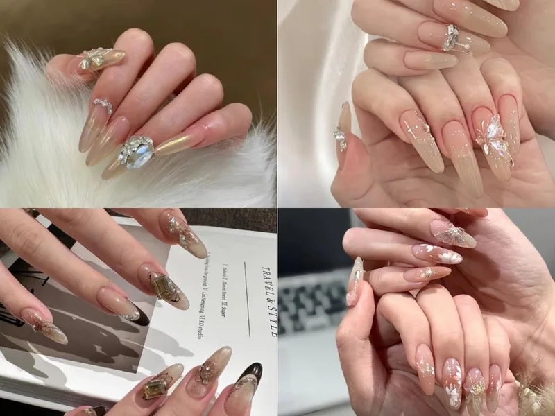 Mẫu nail tết đính đá sang trọng giúp nàng tự tin hơn