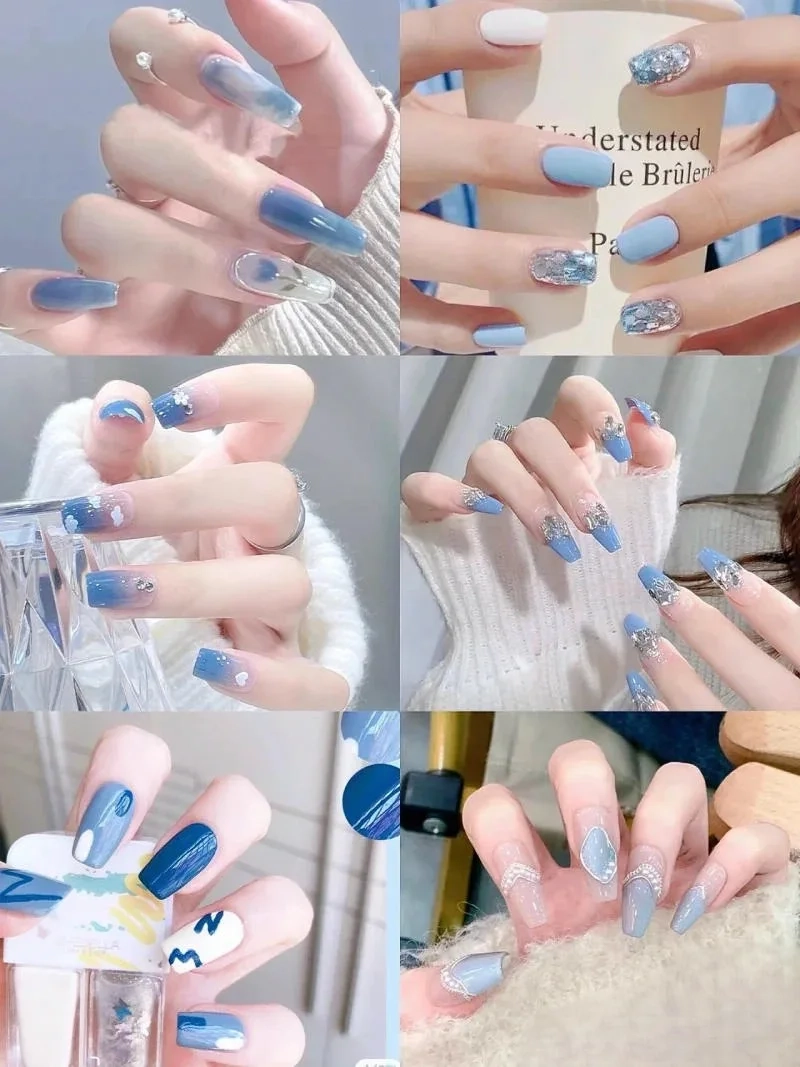 Mẫu nail tết màu xanh tươi mới mang lại cảm giác nhẹ nhàng