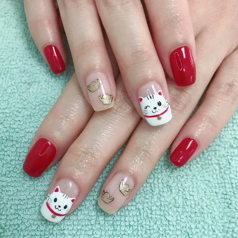 Nail tết mèo thần tài mang lại sự may mắn và thịnh vượng
