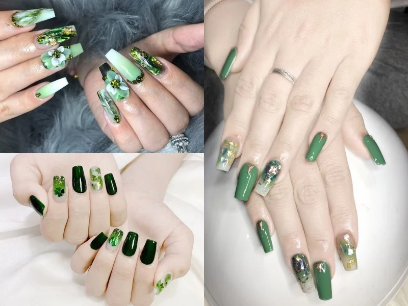 Móng đính xà cừ tạo điểm nhấn độc đáo cho bàn tay