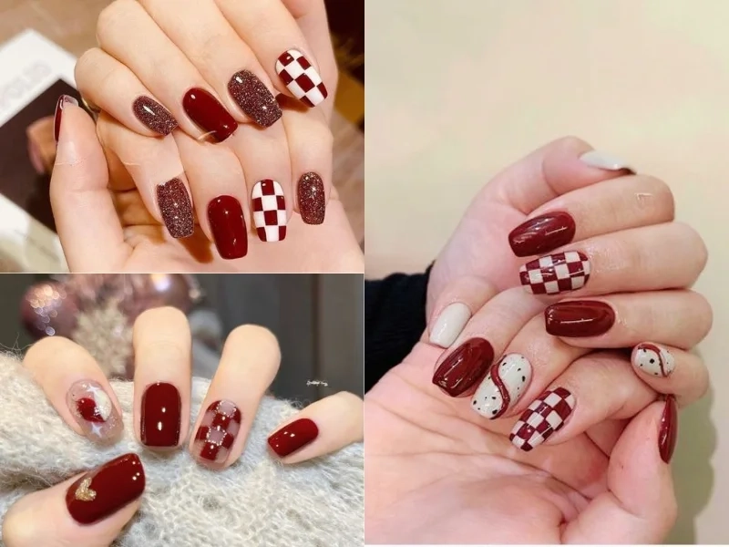 Nail xinh cute màu đỏ giúp nàng thêm phần đáng yêu