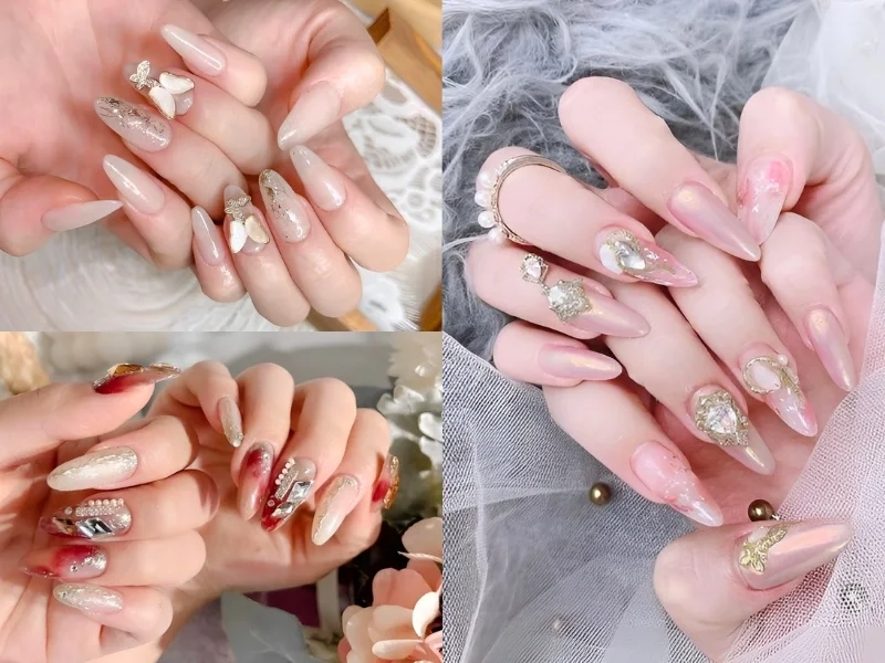 Nail cô dâu xinh với thiết kế tinh tế và nhẹ nhàng