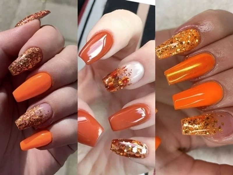 Nail xinh màu cam đầy cá tính và tươi trẻ