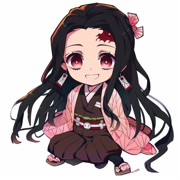 Hình Nezuko chibi nét vẽ dễ thương của cô bé quỷ