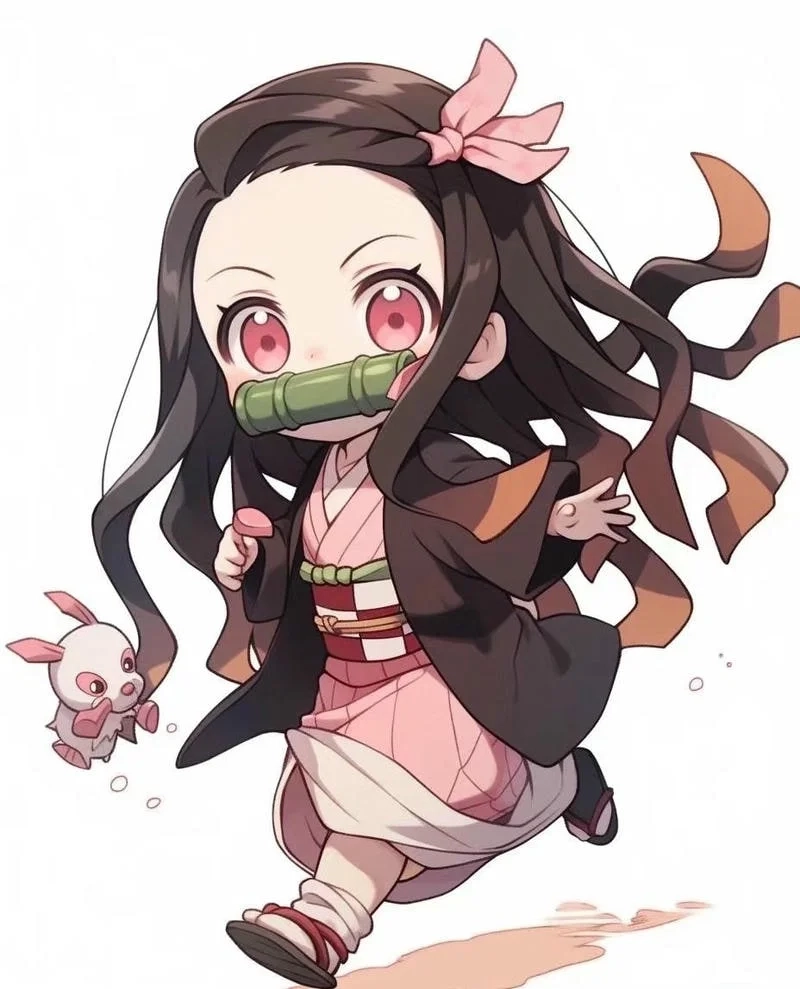 Ảnh Nezuko dễ thương chibi vẻ đẹp tinh nghịch và đáng yêu