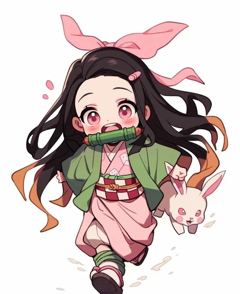 Nezuko Kamado chibi hình ảnh nhỏ nhắn nhưng đầy mạnh mẽ