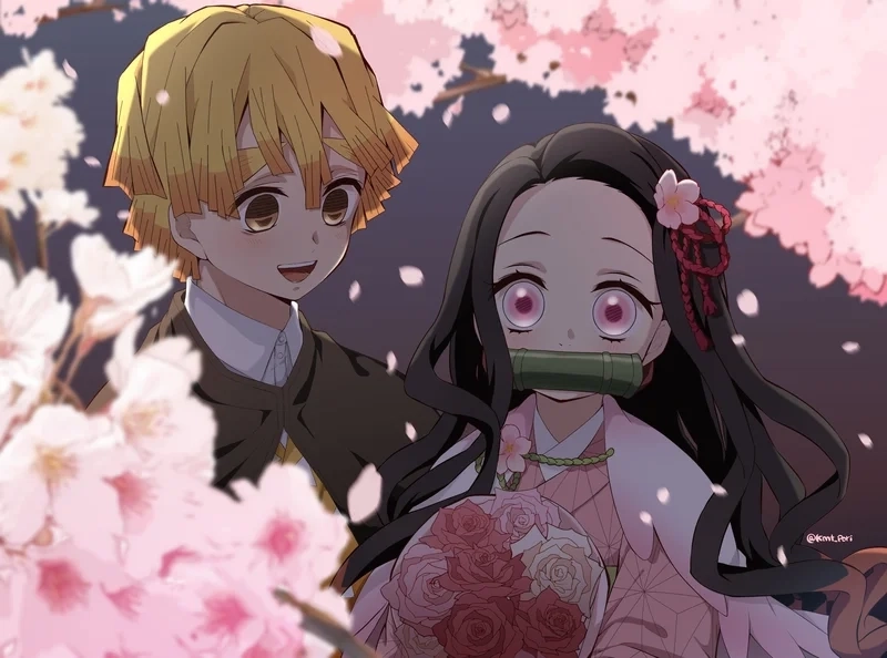 Nezuko and Zenitsu GreatM8 cặp đôi đáng yêu trong Demon Slayer
