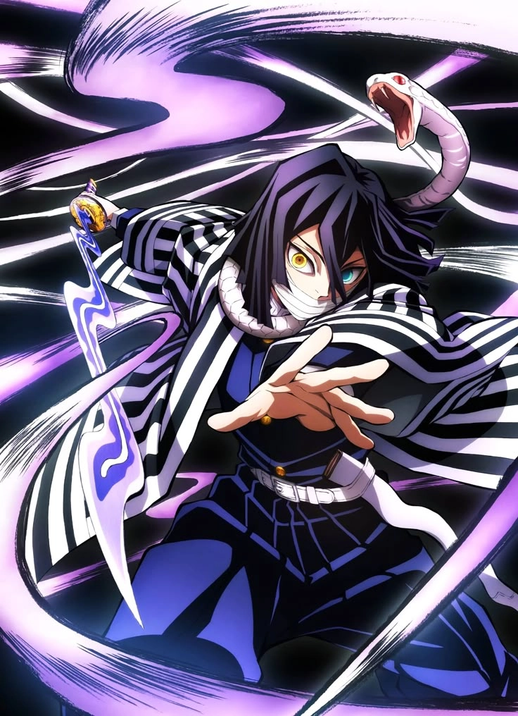 Iguro Obanai fanart những nét vẽ tái hiện thần thái Xà Trụ