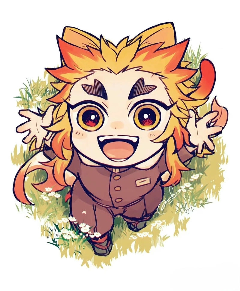 Hình Rengoku chibi ngọn lửa bất diệt trong tạo hình ngộ nghĩnh