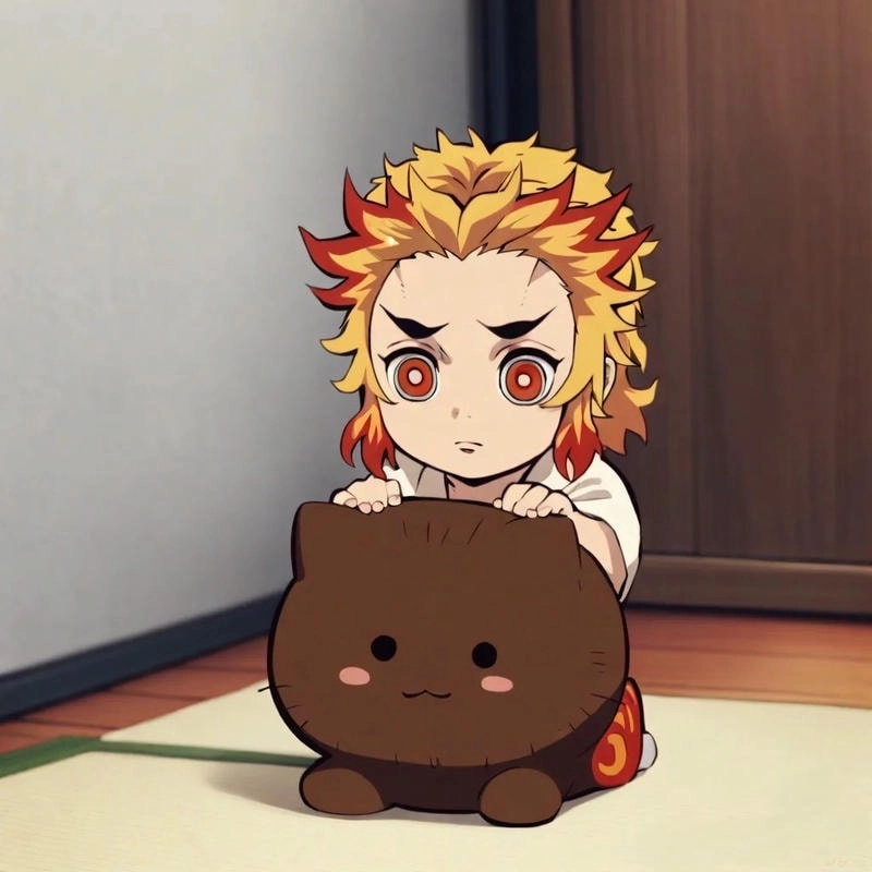 Rengoku Kyoujurou chibi nụ cười ấm áp trong hình dáng đáng yêu
