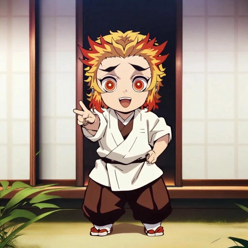 Rengoku Kyojuro chibi nhỏ bé nhưng luôn rực cháy nhiệt huyết