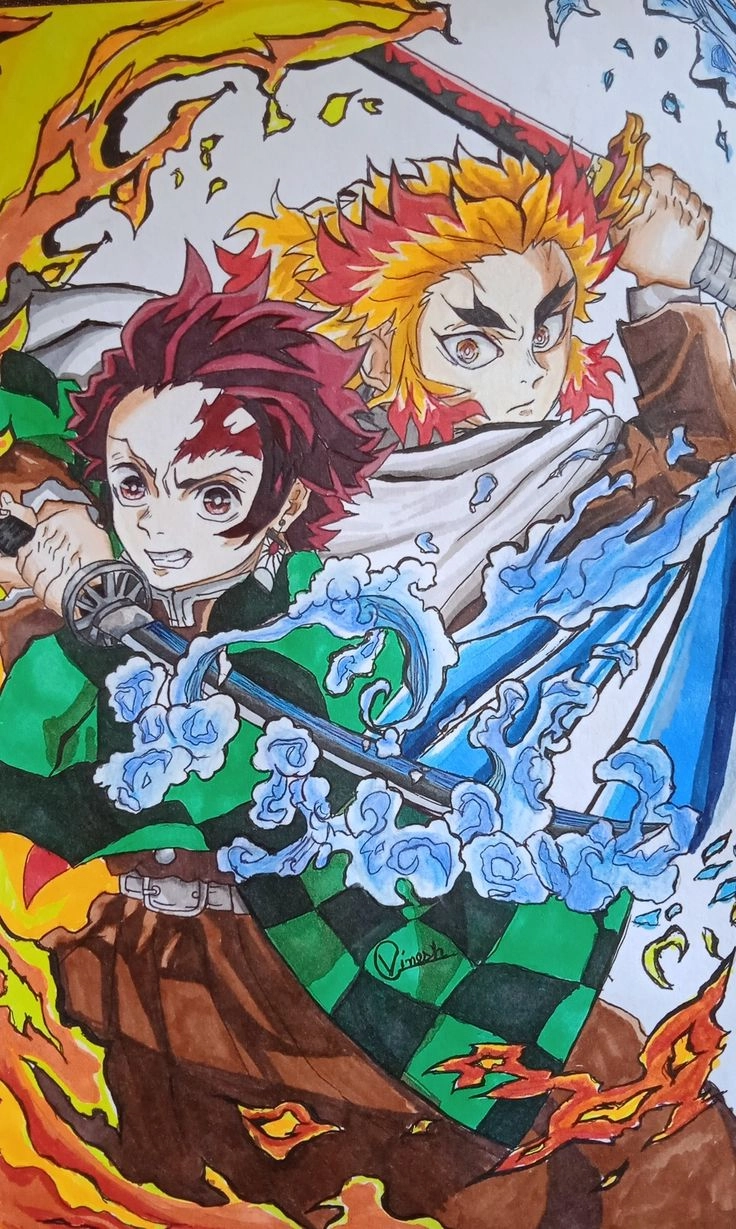 Akaza x Rengoku hai kẻ đối đầu mang số phận trái ngược