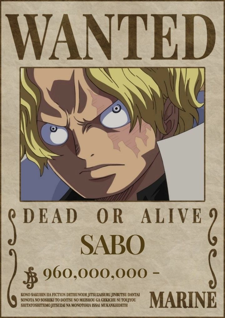 Sabo One Piece Wanted mức truy nã của phó tổng quân cách mạng
