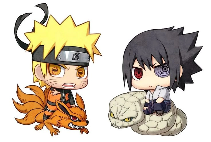 Naruto Sasuke chibi phiên bản đáng yêu của hai ninja