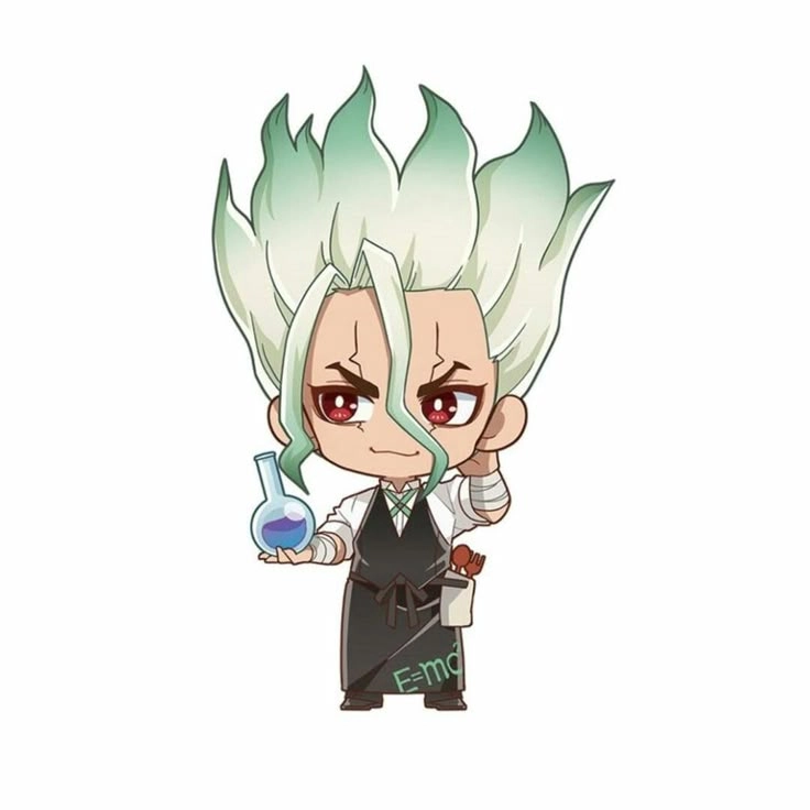 Senku chibi phiên bản tí hon nhưng vẫn giữ nét thông minh sắc sảo