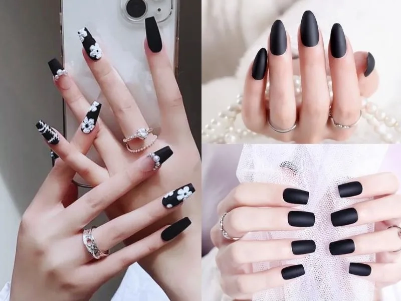 Sơn móng tay màu đen nhám giúp nàng có đôi tay cá tính và ấn tượng