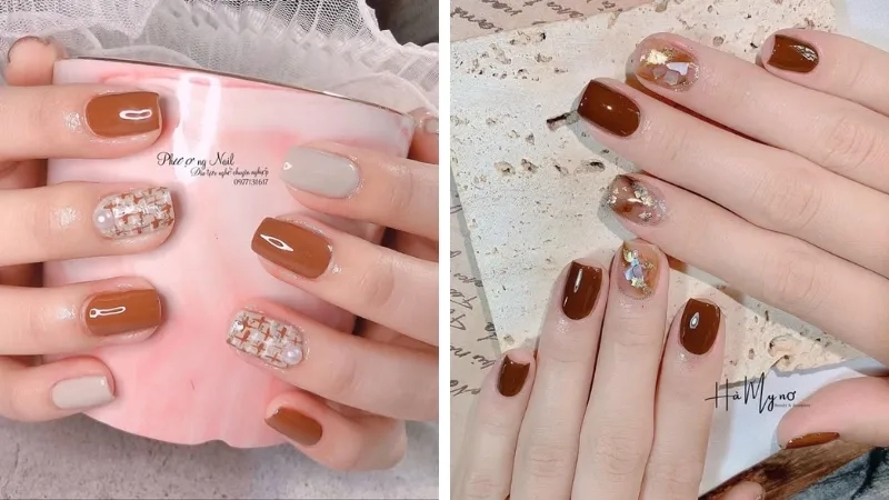 Màu móng cam đất giúp đôi tay thêm phần ấm áp và thời thượng