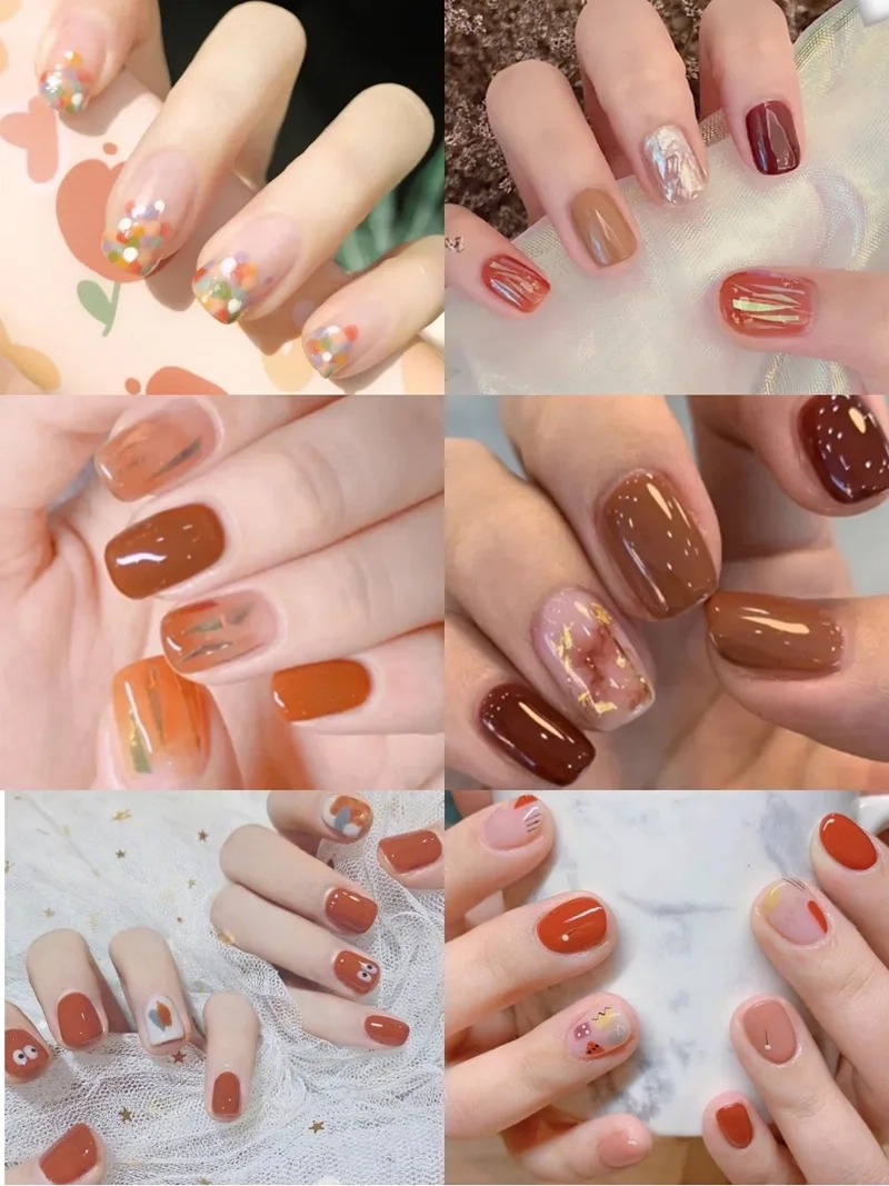 Sơn móng tay màu cam thạch tạo hiệu ứng trong suốt đầy cuốn hút