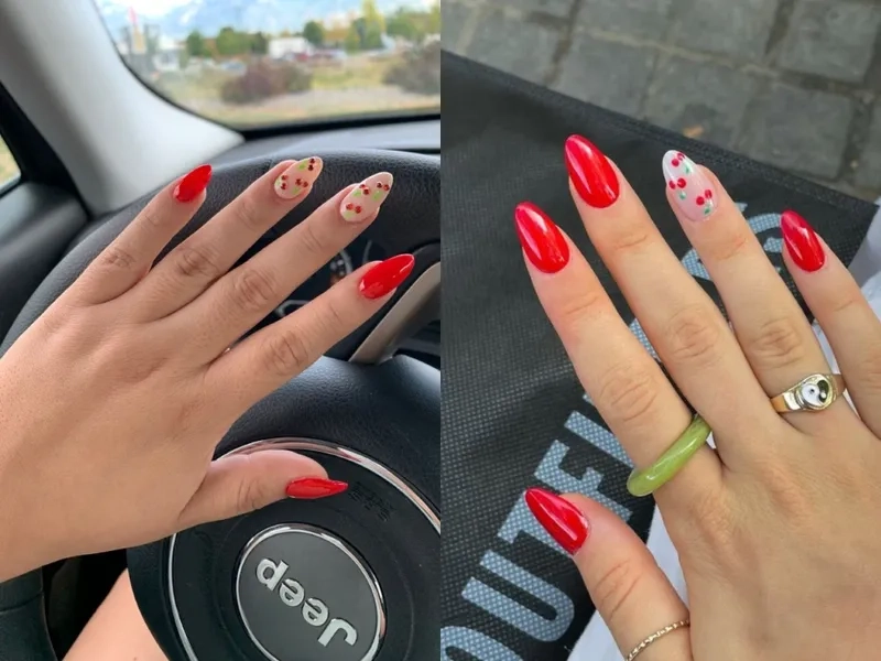 Sơn móng tay màu đỏ cherry giúp đôi tay trở nên nổi bật