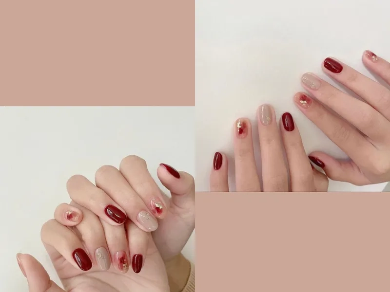 Nail thạch đỏ tạo hiệu ứng trong suốt giúp đôi tay thêm phần tinh tế