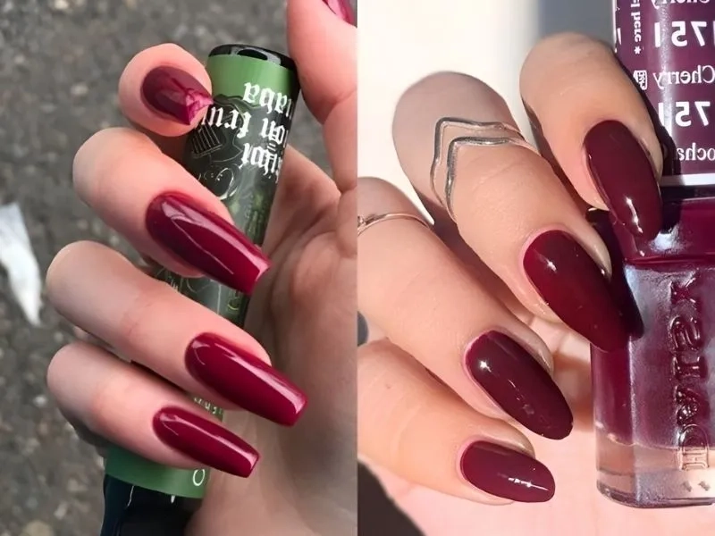 Nước sơn móng tay màu đỏ đô giúp nàng thêm phần tự tin