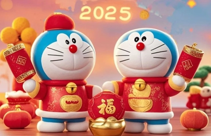 Avatar Doremon Tết mang không khí rộn ràng, vui vẻ