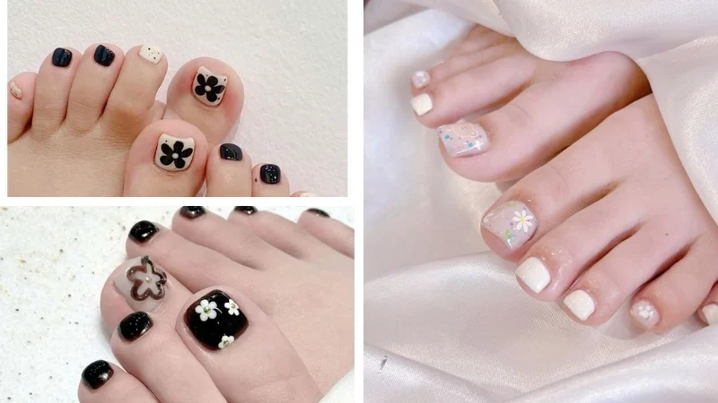 Nail chân hoa cúc nhẹ nhàng phù hợp với mọi dịp
