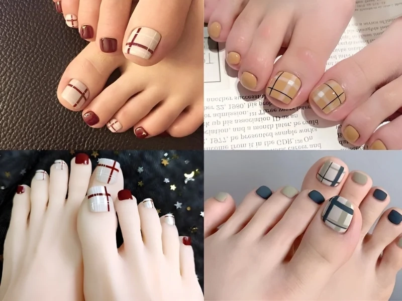 Móng chân vẽ sọc phù hợp với nàng yêu thích phong cách cá tính