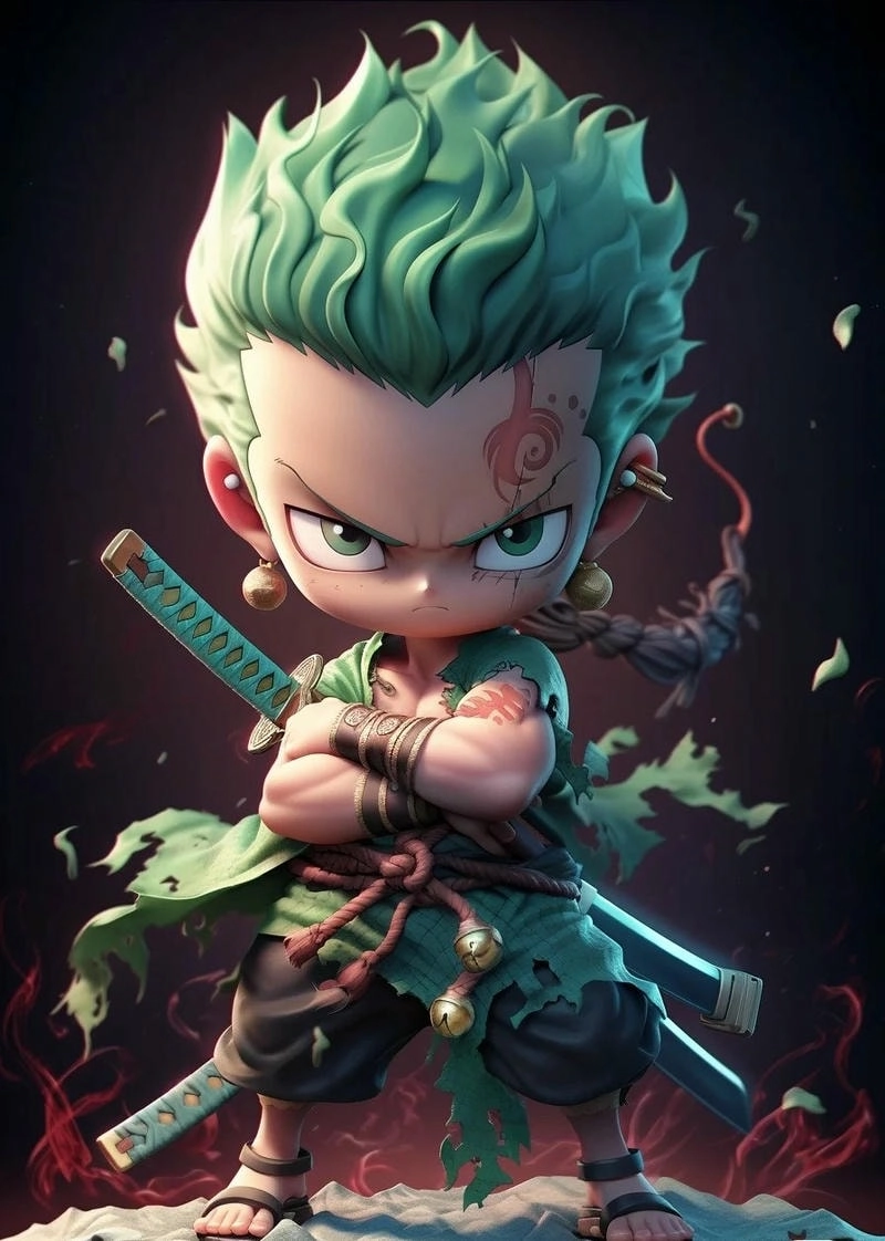 Zoro One Piece chibi hình ảnh hài hước khiến fan thích thú